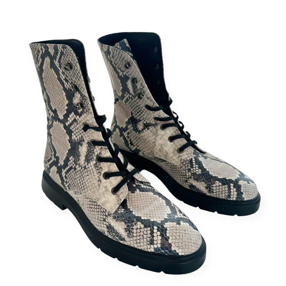 Stuart Weitzman Mckenzee Python Leather Combat Bo… - image 3
